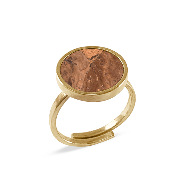 Circle Ring Gold Mit Kork | Verstellbarer Ring Rund 18k Vergoldet günstig online kaufen