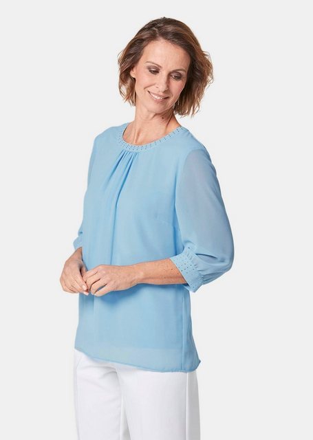 GOLDNER Langarmbluse Bluse aus leichtem Chiffon mit Glitzersteinen günstig online kaufen