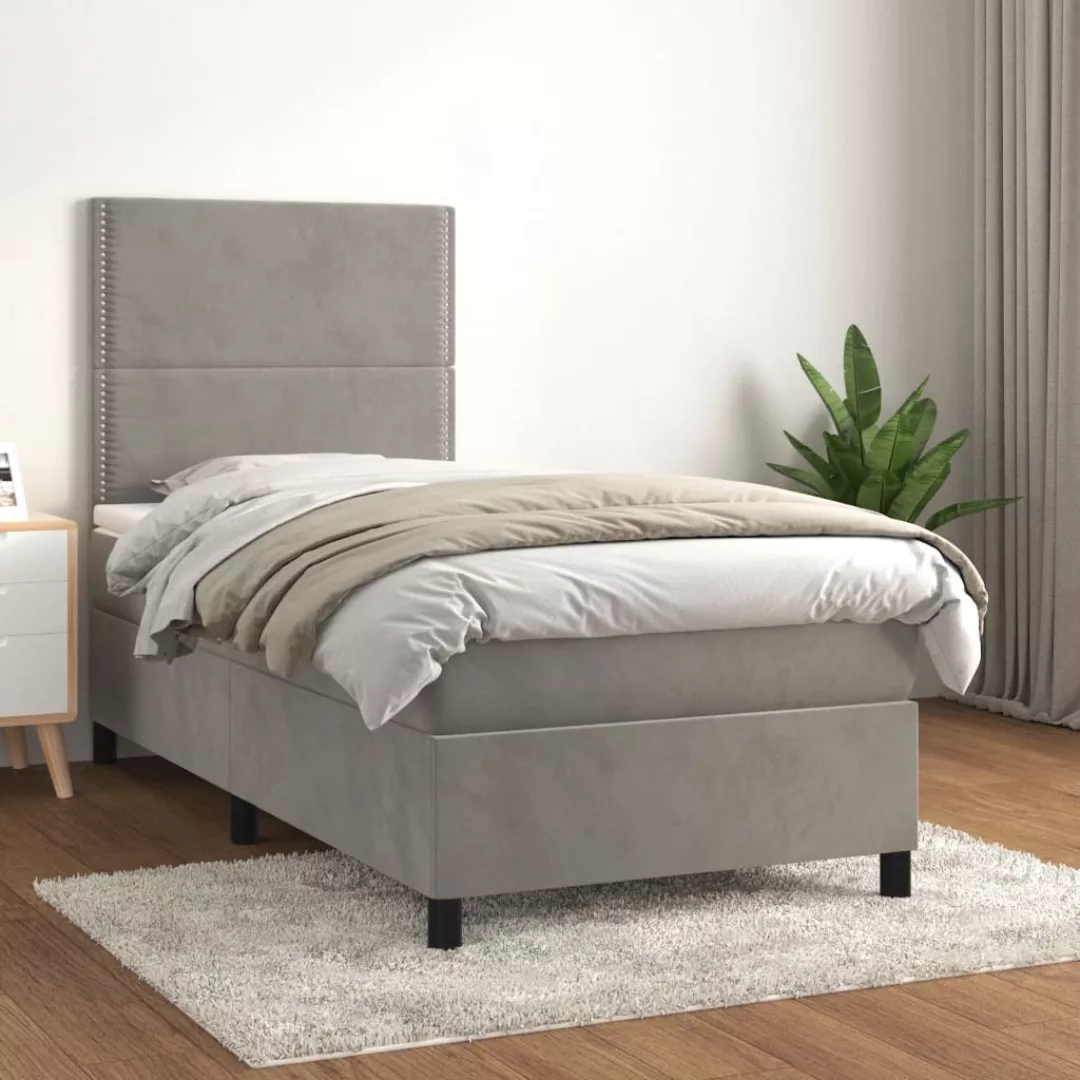 Vidaxl Boxspringbett Mit Matratze Hellgrau 80x200 Cm Samt günstig online kaufen