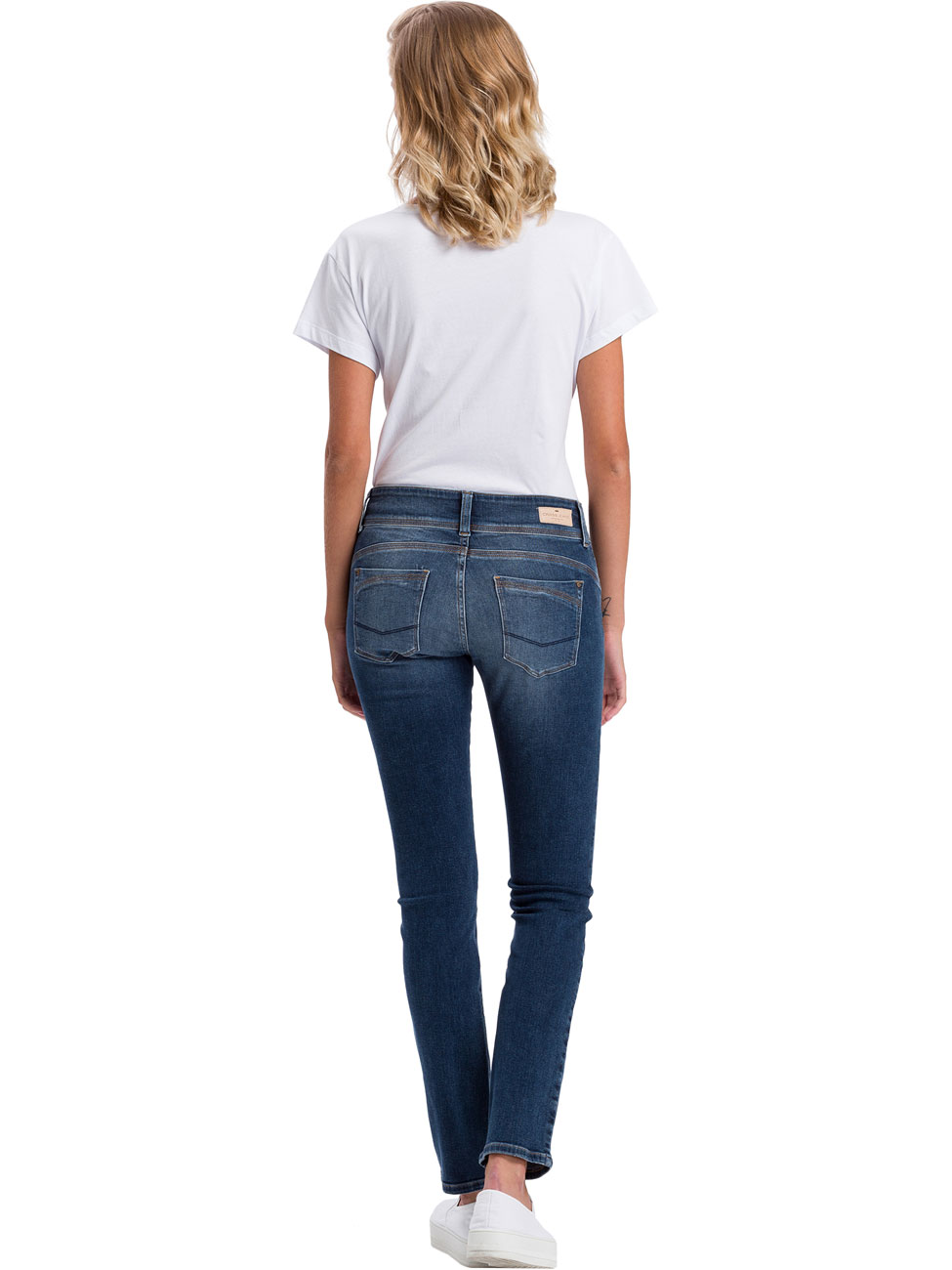 Cross Jeans Damen Jeans Loie - Regular Fit - Blau - Dark Blue Used günstig online kaufen