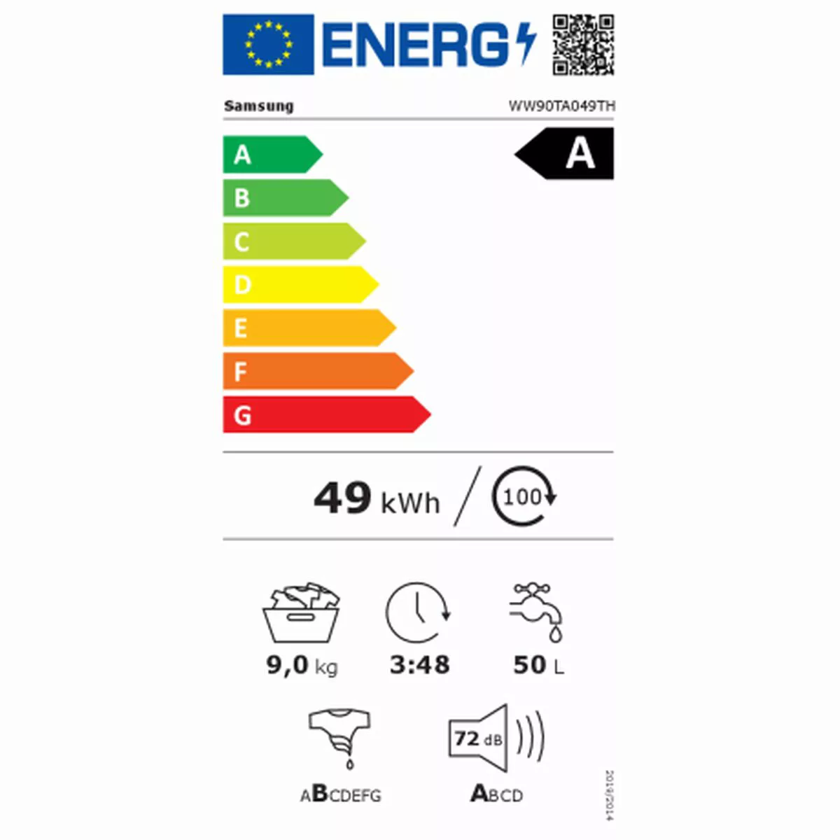 Waschmaschine Samsung Ww90ta049th/ec 60 Cm 9 Kg 1400 Rpm günstig online kaufen