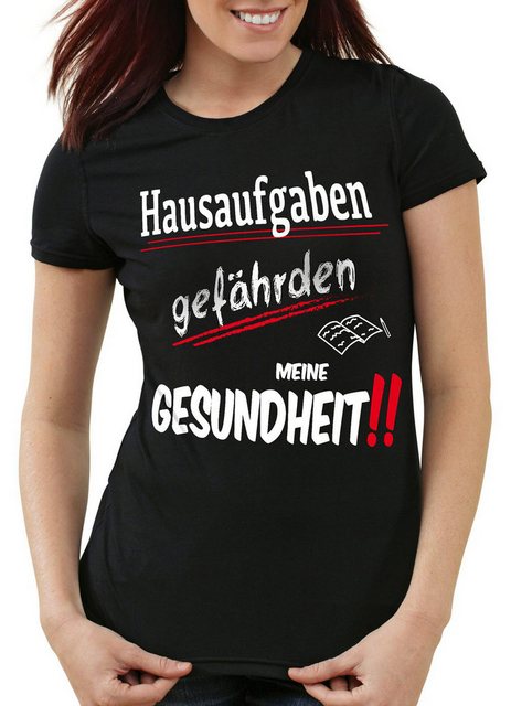 style3 T-Shirt Hausaufgaben gefährden Gesundheit Sprüche Fun schule schüler günstig online kaufen