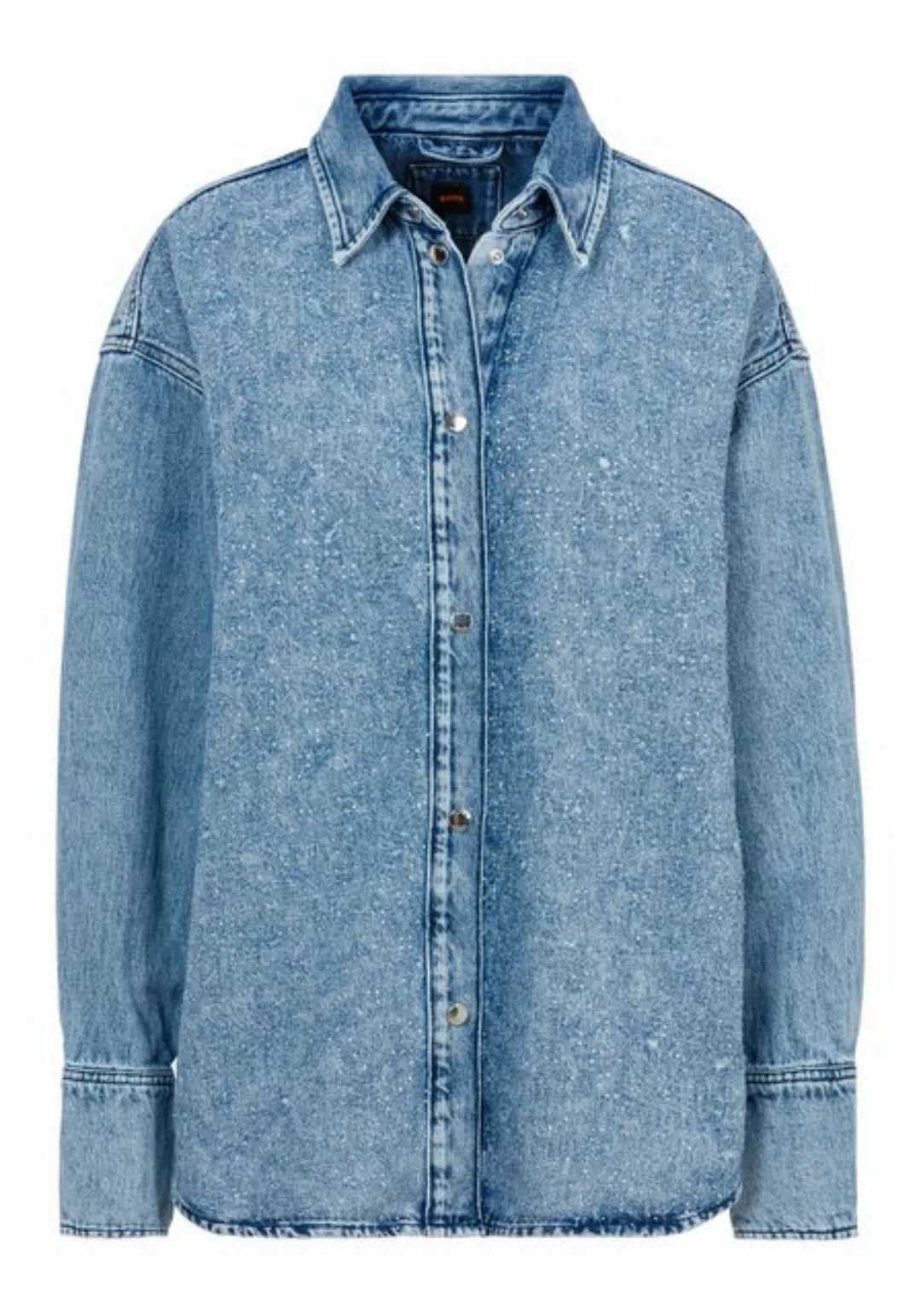 BOSS ORANGE Klassische Bluse C_DENIM SHIRT HF mit Blusenkragen und All Over günstig online kaufen