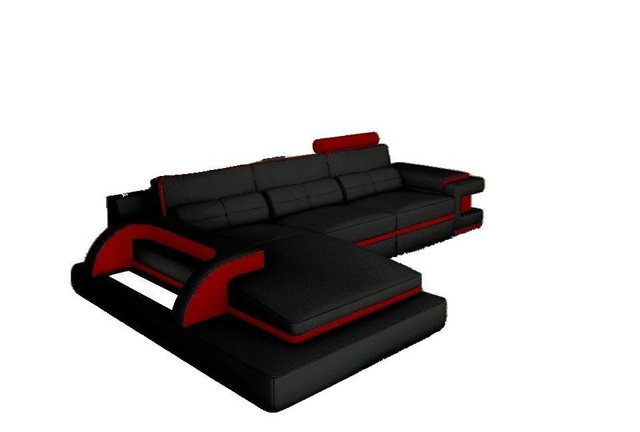 JVmoebel Ecksofa Luxus schwarz-rotes L-Form Sofa LED Beleuchtung Modern Neu günstig online kaufen