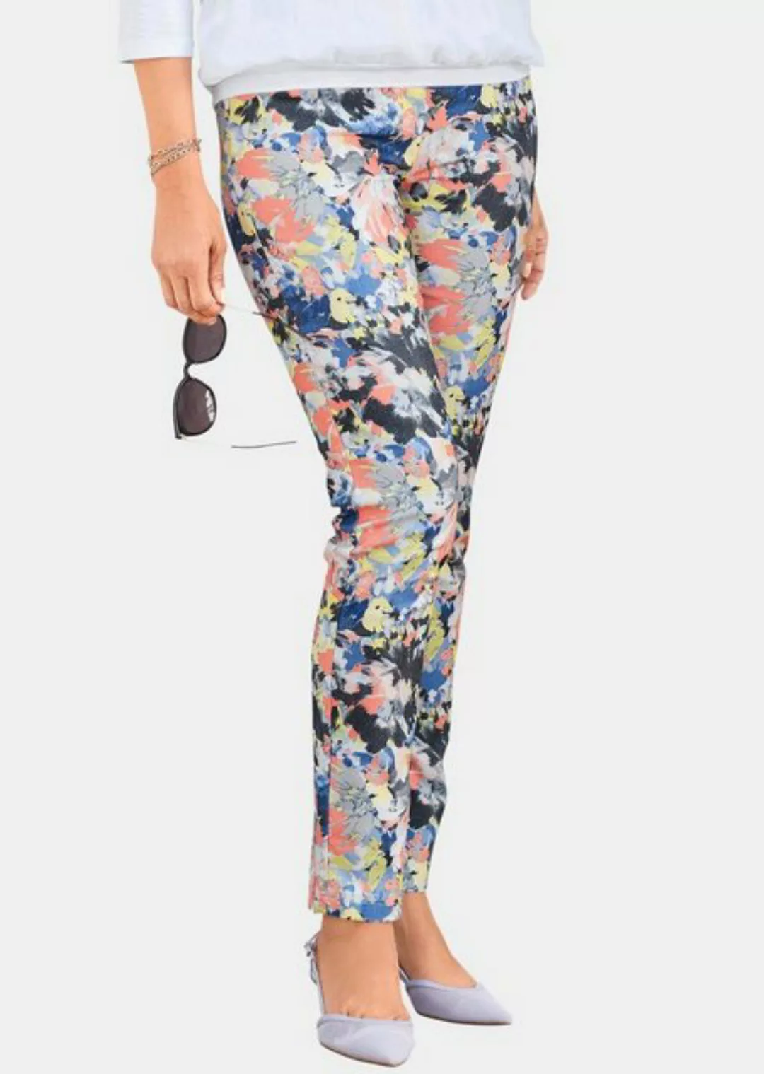 GOLDNER Stoffhose Druckhose mit ausgefallenem Blumenmuster günstig online kaufen