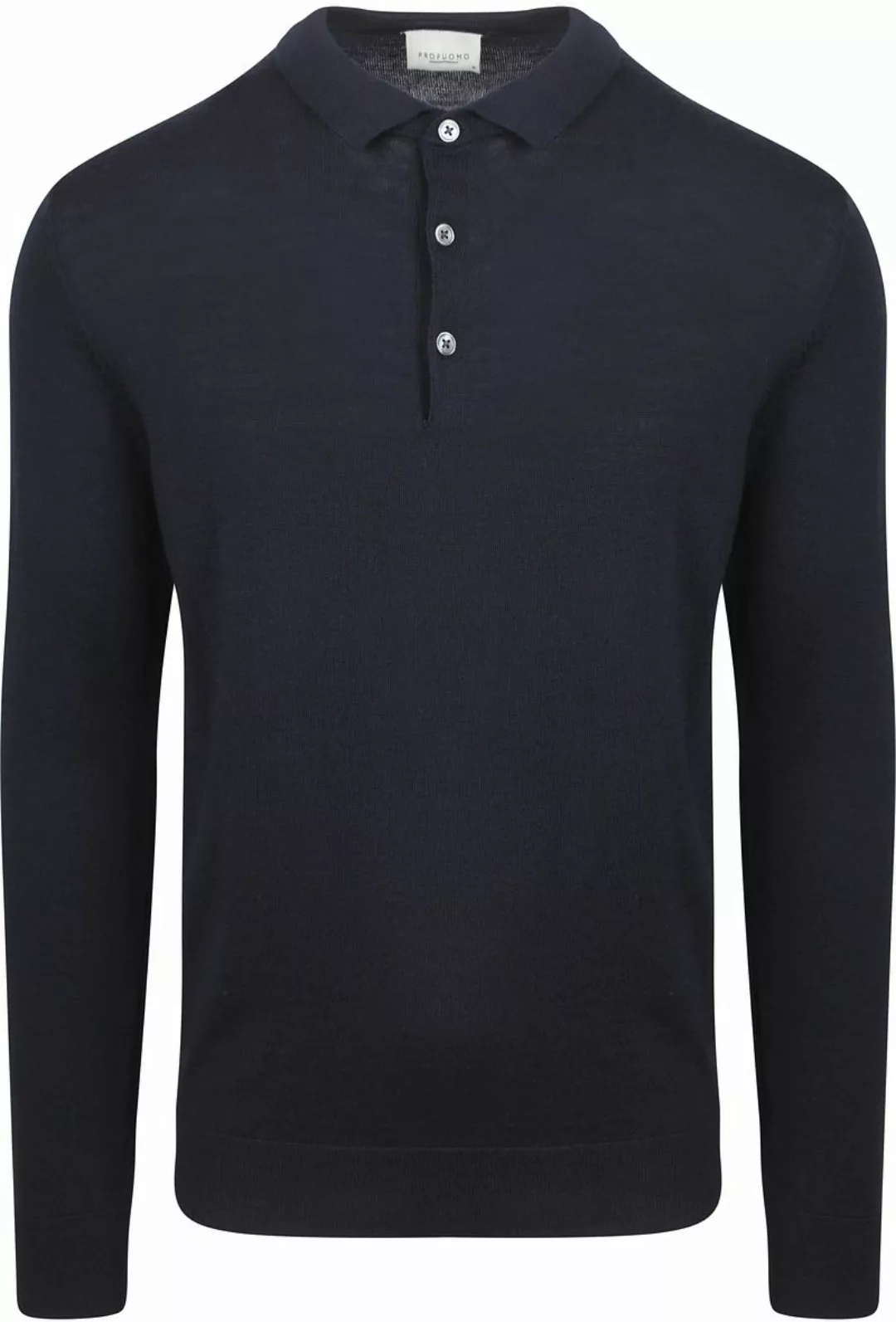 Profuomo Longsleeve Poloshirt Merinowolle Navy - Größe M günstig online kaufen