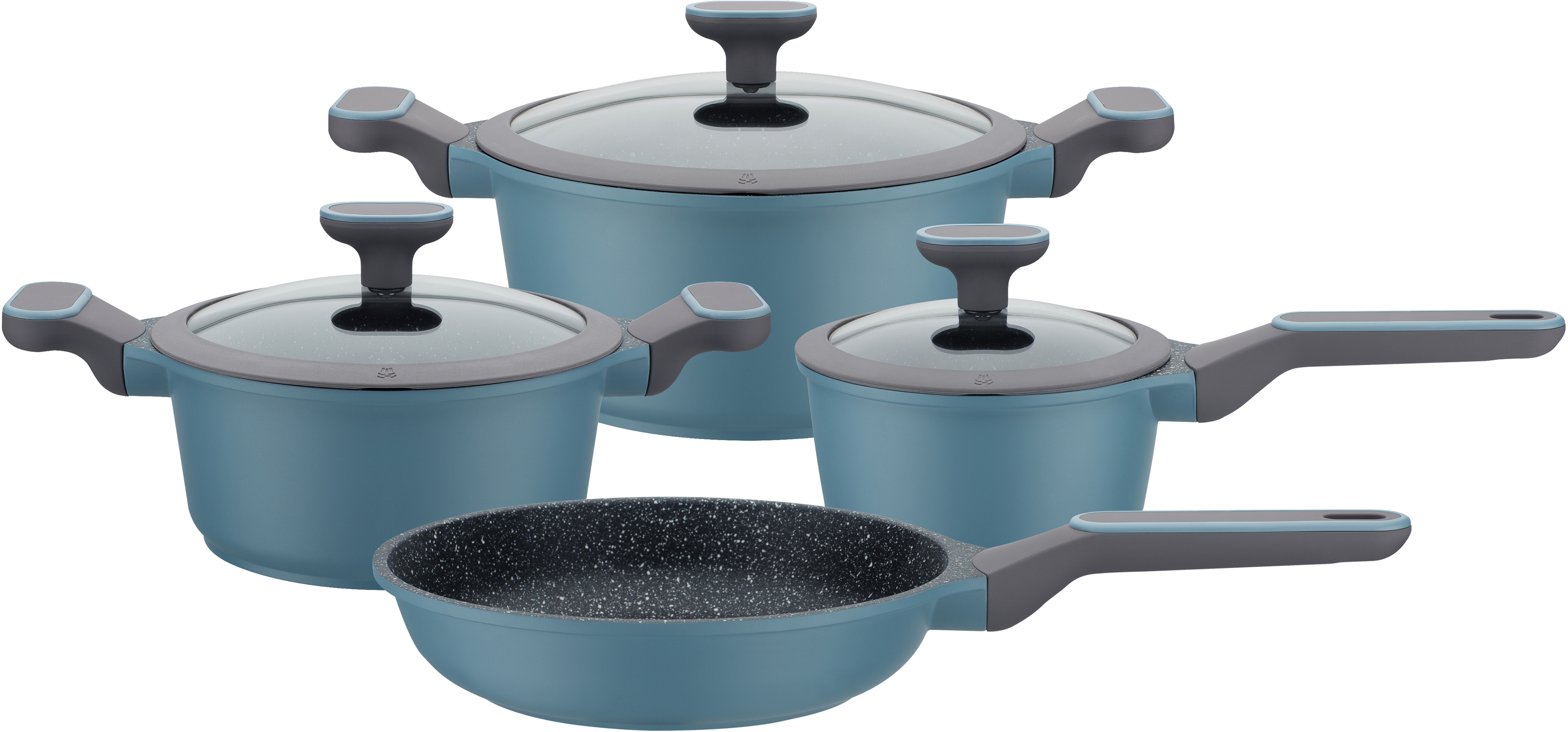 GSW Topf-Set »Blue Granit«, Aluminiumguss, (Set, 7 tlg., Kochtopf 20/24 cm, günstig online kaufen