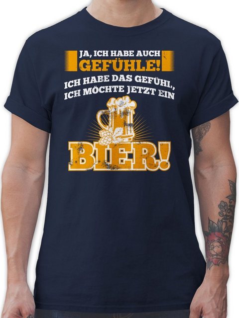 Shirtracer T-Shirt Ja ich habe auch Gefühle - Bier Sprüche Statement mit Sp günstig online kaufen