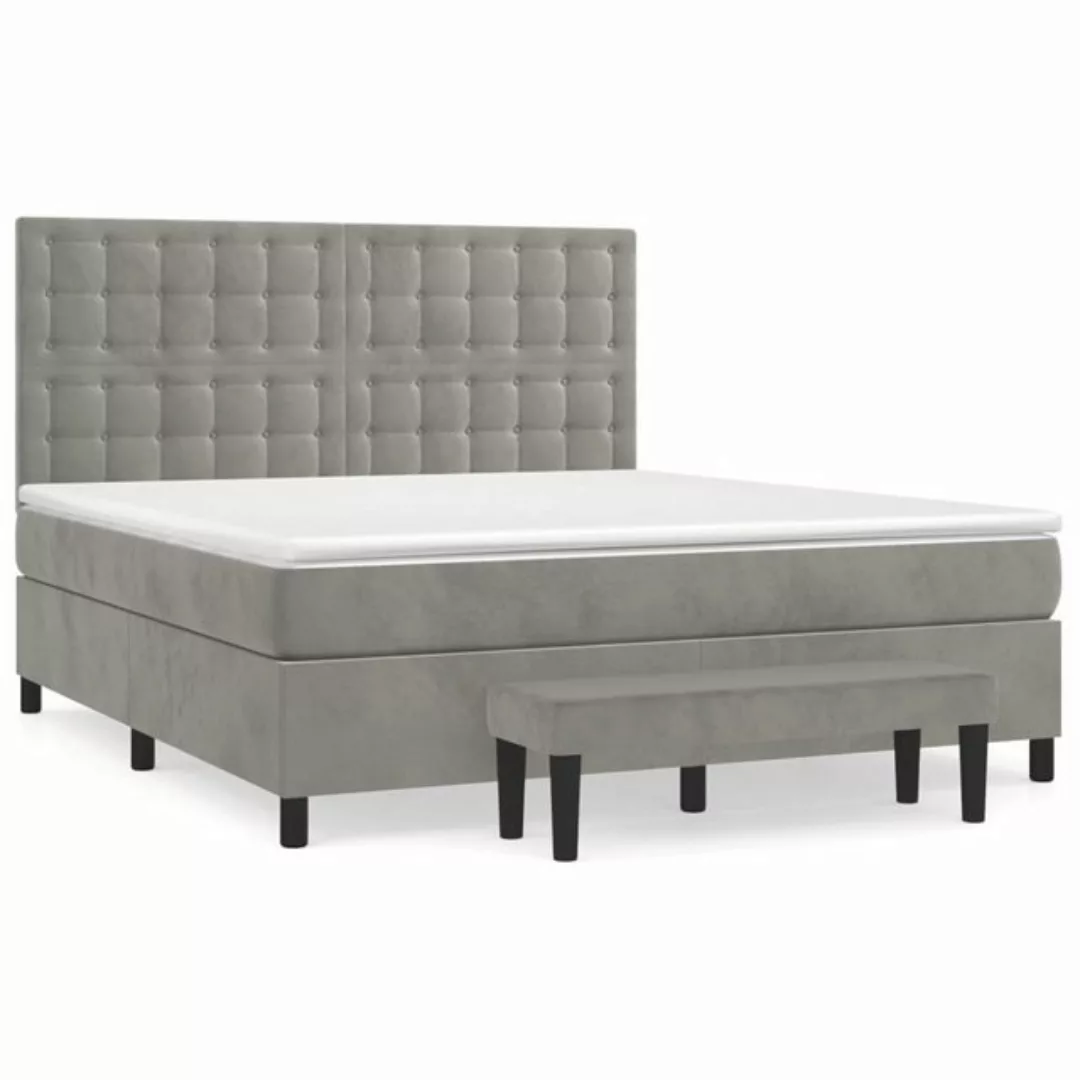 furnicato Bettgestell Boxspringbett mit Matratze Hellgrau 160x200 cm Samt günstig online kaufen