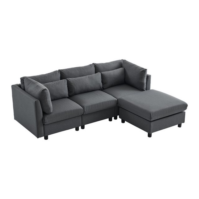 Gotagee Ecksofa Dreisitzer-Sofa Polstermöbel Stoffsofa mit Fußhocker Wohnzi günstig online kaufen