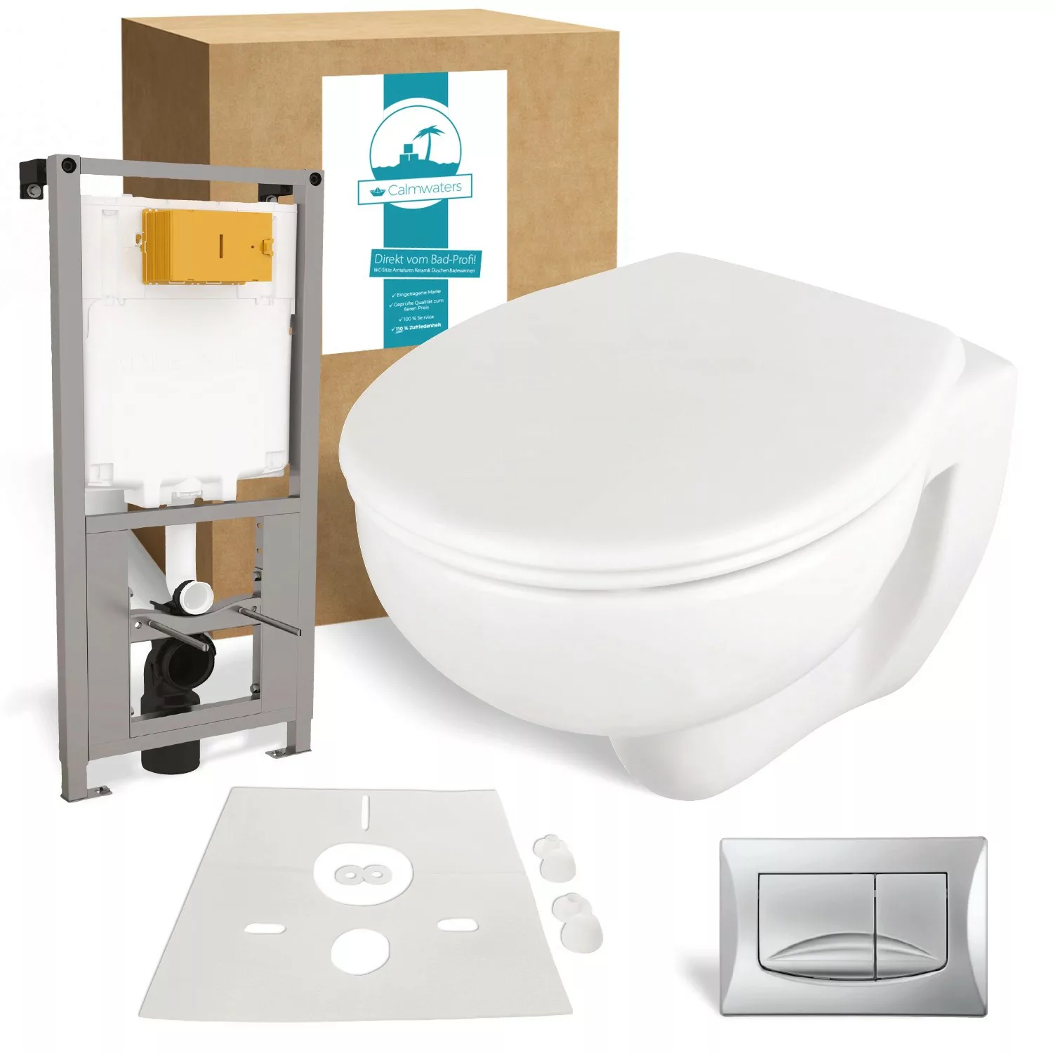 Calmwaters Hänge WC Premium Spülrandlos Set WC-Sitz Schallschutz Vorwandele günstig online kaufen