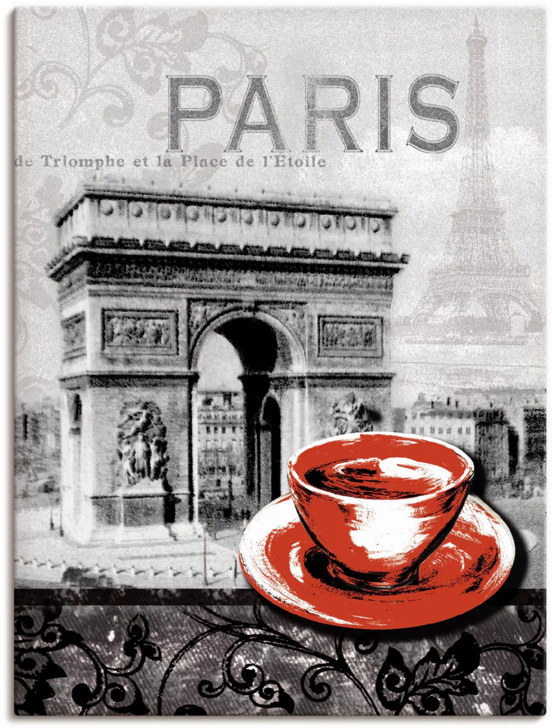 Artland Wandbild "Paris - Café au Lait - Milchkaffee", Gebäude, (1 St.), al günstig online kaufen