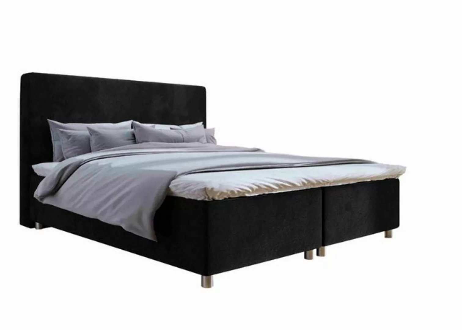 Furnix Boxspringbett RANGO 140/160/180x200 Bett mit Topper und silbernen Fü günstig online kaufen