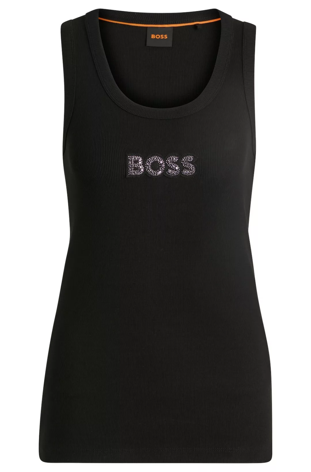 BOSS ORANGE Tanktop C_Ematite_stonebadge mit BOSS Stickerei aus Glitzerstei günstig online kaufen