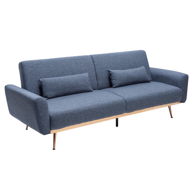 riess-ambiente Schlafsofa BELLEZZA 210cm blau / roségold, Wohnzimmer · Stof günstig online kaufen