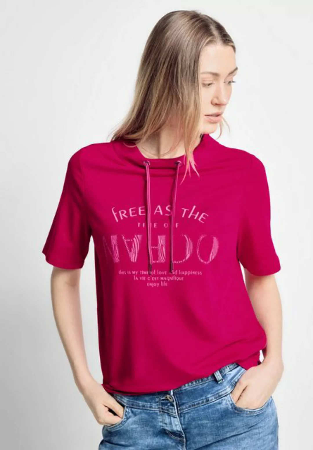 Cecil T-Shirt mit Tunnelzug am Stehkragen günstig online kaufen