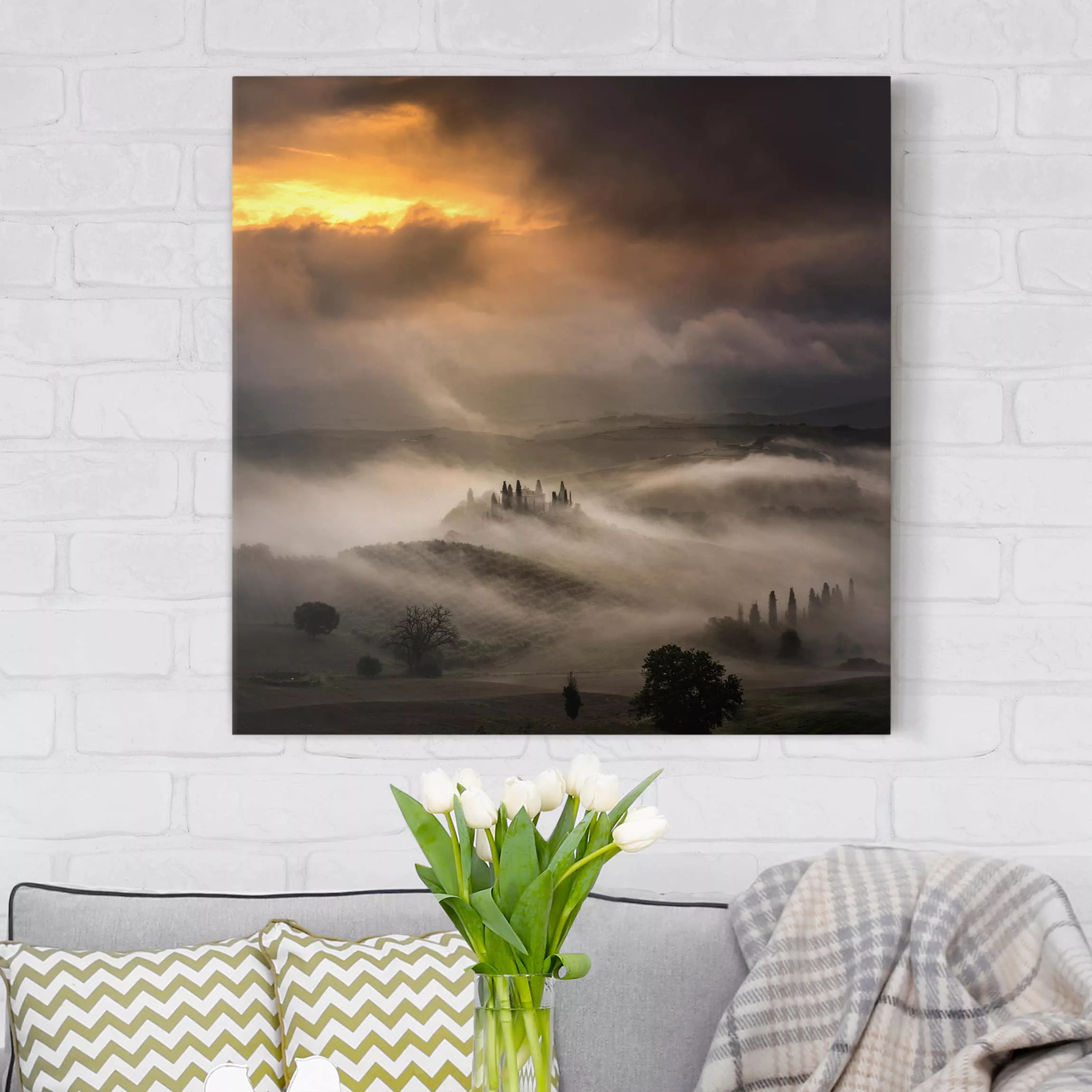 Leinwandbild Natur & Landschaft - Quadrat Nebelwellen günstig online kaufen
