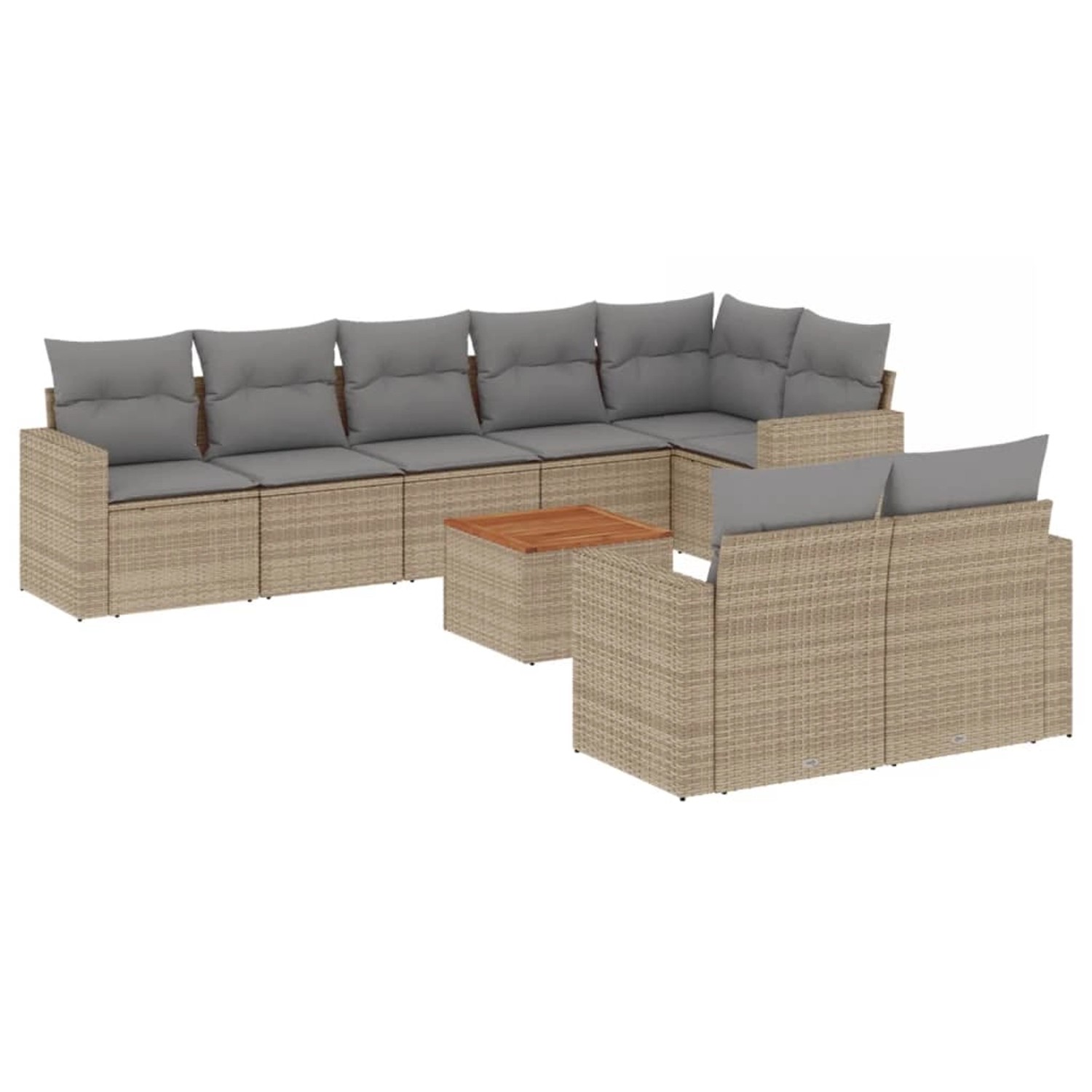 vidaXL 9-Tlg Garten-Sofagarnitur mit Kissen Beige Poly Rattan 3224211 günstig online kaufen