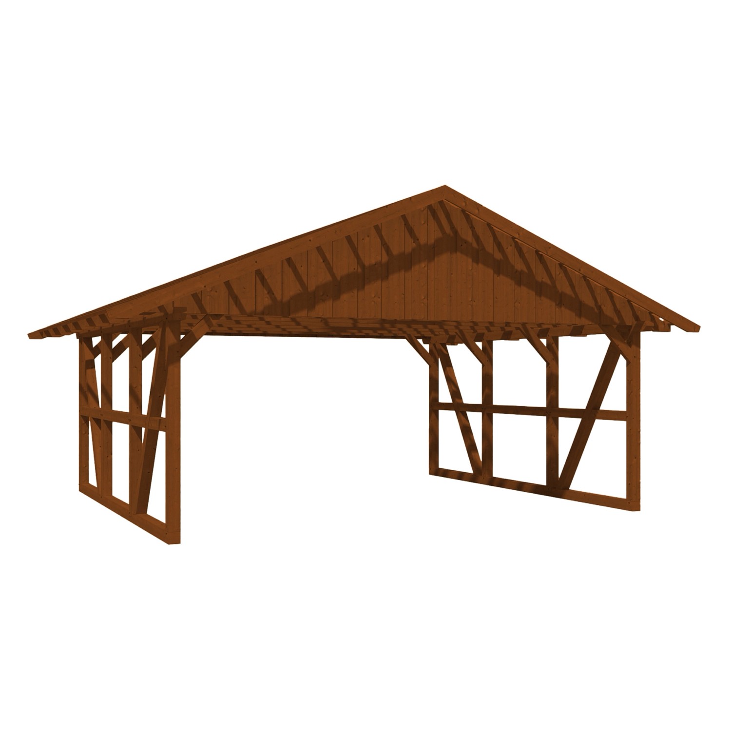 Skan Holz Carport Schwarzwald mit Dachlattung 684 x 600 cm Nuss günstig online kaufen