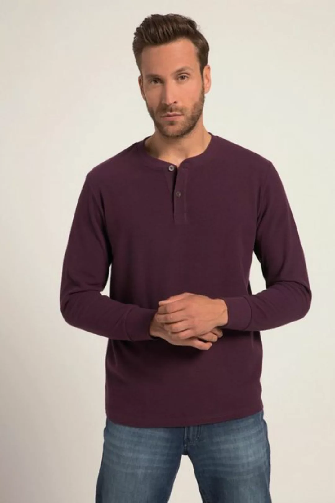 JP1880 T-Shirt Henley OEKO-TEX Langarm Waffelpiqué Rundhals günstig online kaufen