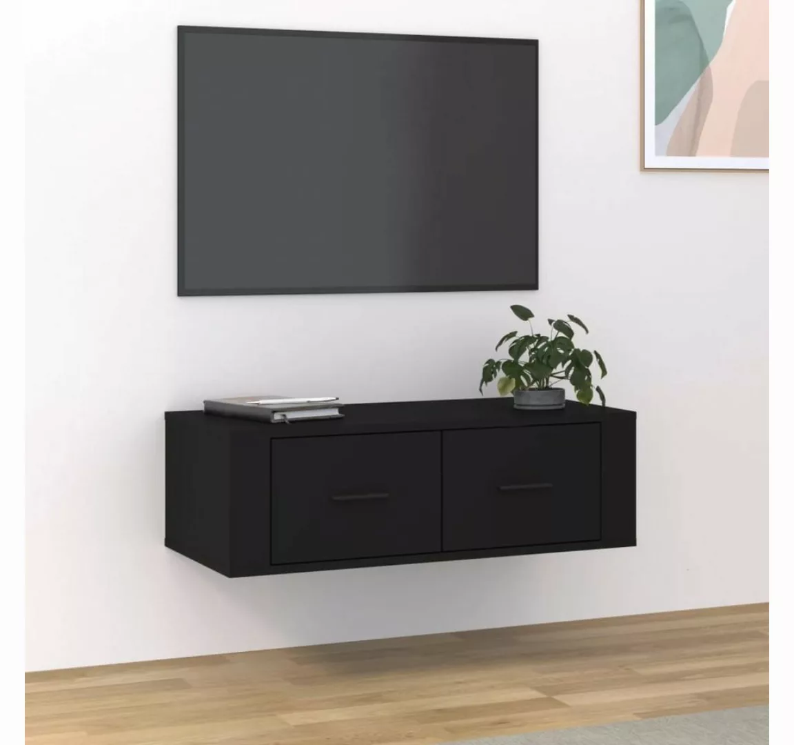 furnicato TV-Schrank TV-Wandschrank Schwarz 80x36x25 cm Holzwerkstoff günstig online kaufen