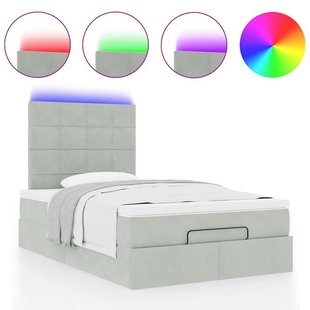 vidaXL Bett Ottoman-Bett mit Matratzen & LEDs Hellgrau 120x190 cm Samt günstig online kaufen