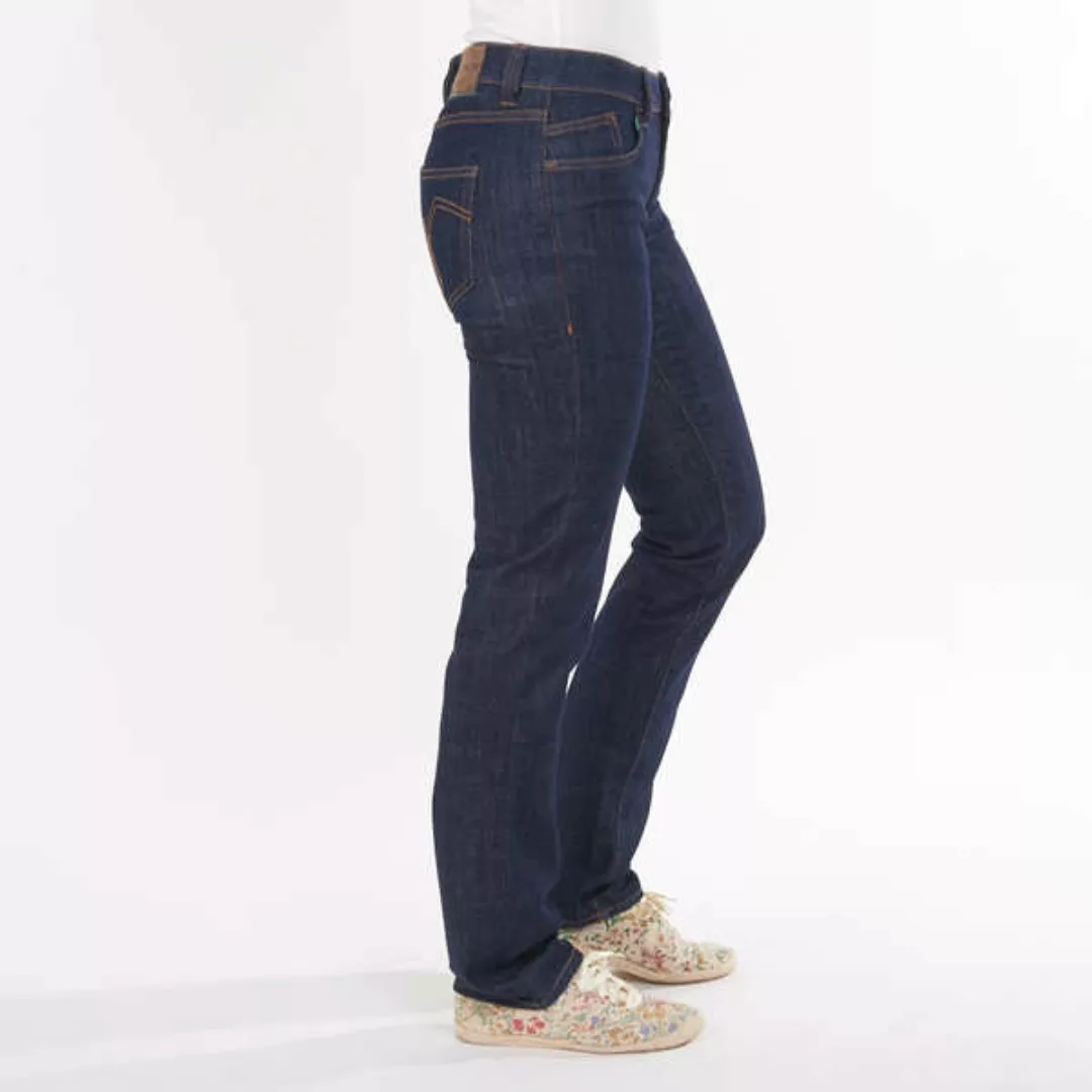 Tiefblaue Jeans Straight Navy, Gerades Bein, Mittelhoher Bund, Biobaumwolle günstig online kaufen