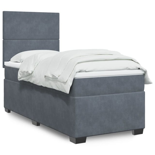 vidaXL Bettgestell Boxspringbett mit Matratze Dunkelgrau 90x200 cm Samt Bet günstig online kaufen