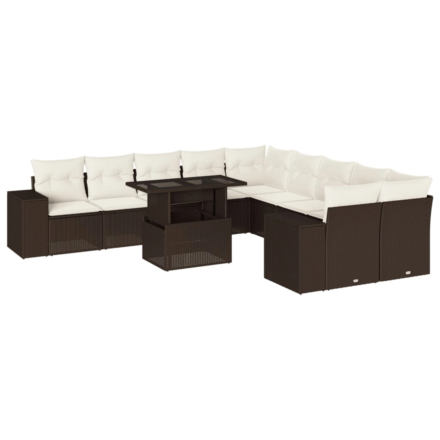 vidaXL 11-Tlg Garten-Sofagarnitur mit Kissen Braun Poly Rattan 3269433 günstig online kaufen