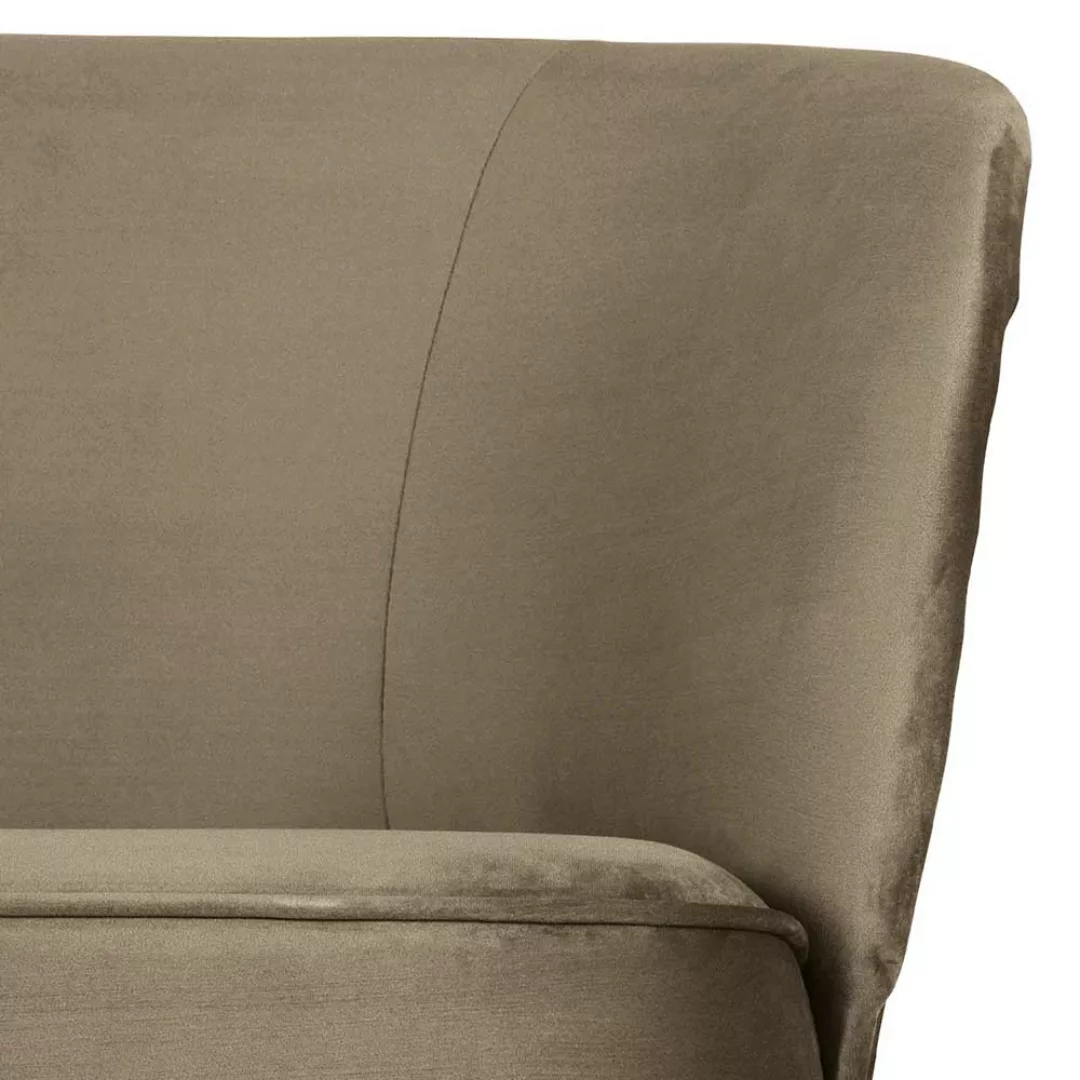 Zweisitzer Lounge Sofa in hell Khaki Samt Retrostil günstig online kaufen