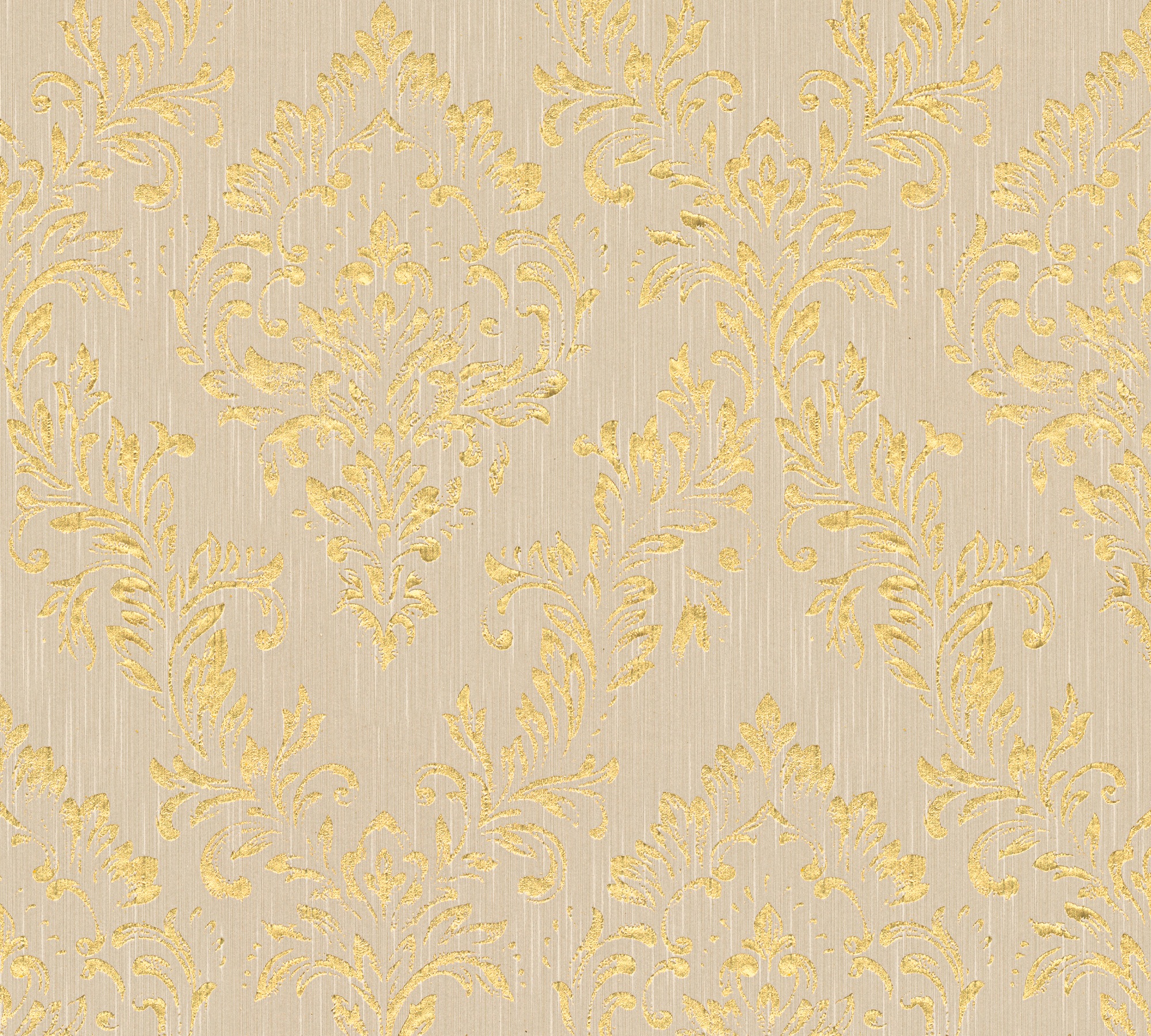 Bricoflor Barock Textiltapete Beige Gold Ornament Vliestapete mit Textil Mu günstig online kaufen