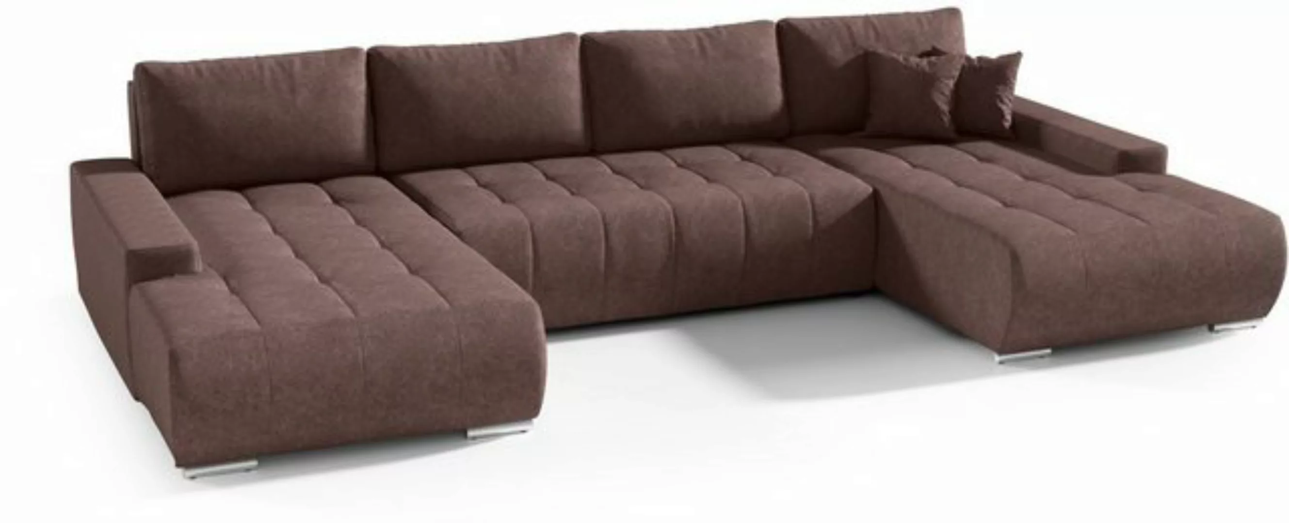 Compleo Ecksofa mit Schlaffunktion aus Velourstoff MONA, mit Bettkasten, U- günstig online kaufen