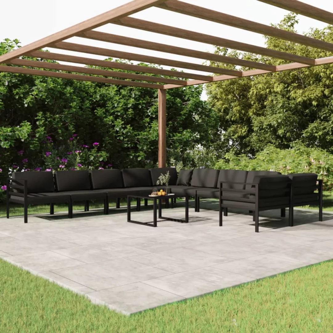 Vidaxl 11-tlg. Garten-lounge-set Mit Kissen Aluminium Anthrazit günstig online kaufen