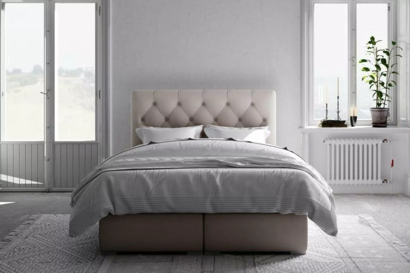 JVmoebel Bett Boxspring Bett Hotel Doppel Leder Luxus Betten Polster Bettka günstig online kaufen