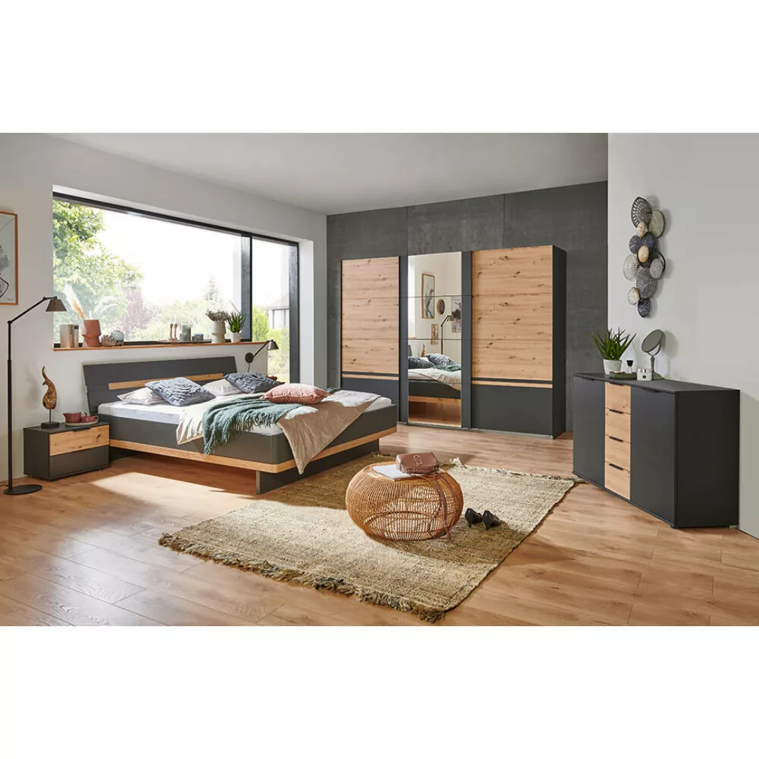 Schlafzimmer Komplett Set GRANADA-43 mit Bett 180x200cm und Schwebetürensch günstig online kaufen
