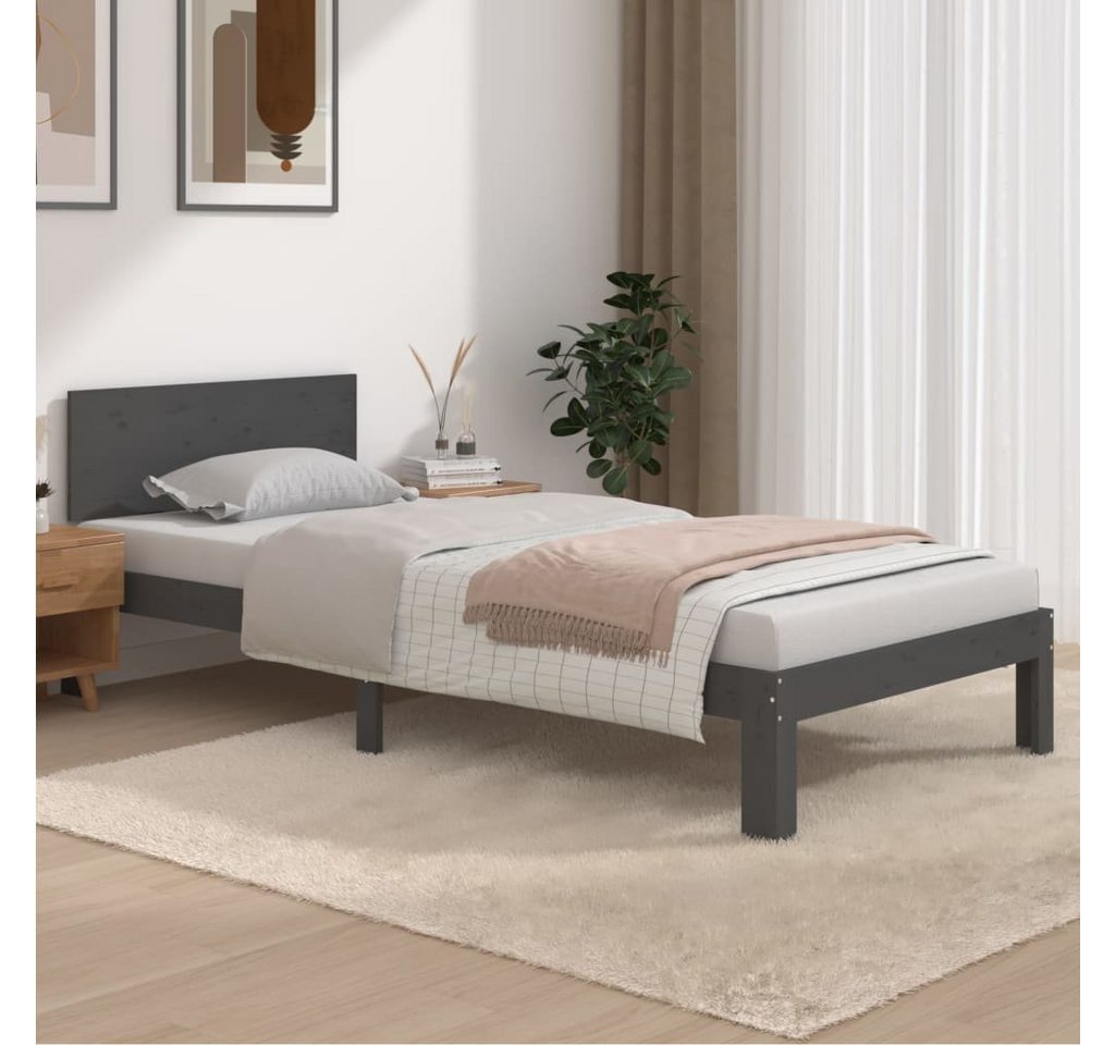 furnicato Bett Massivholzbett Grau Kiefer 90x200 cm günstig online kaufen