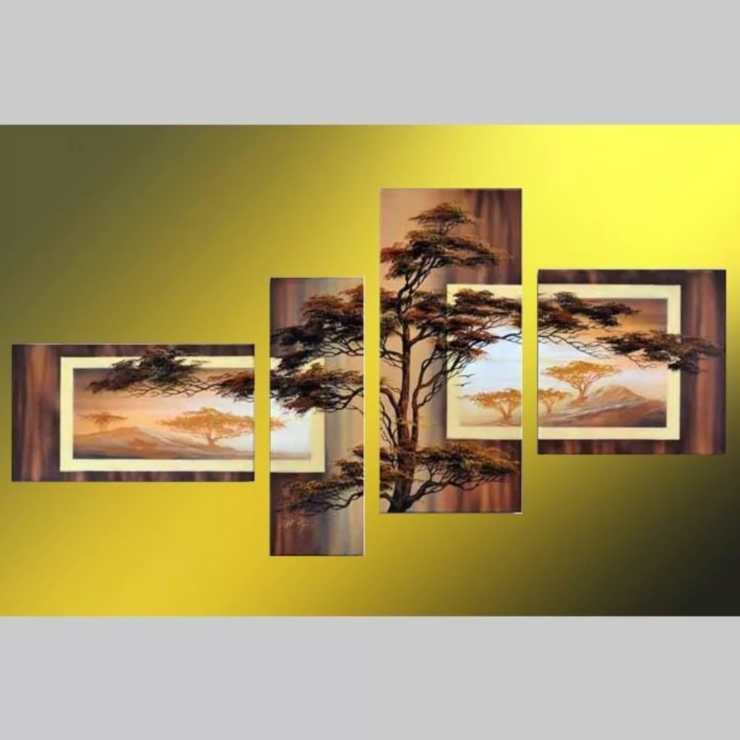 4 Leinwandbilder AFRIKA Baum (4) 140 x 80cm Handgemalt günstig online kaufen