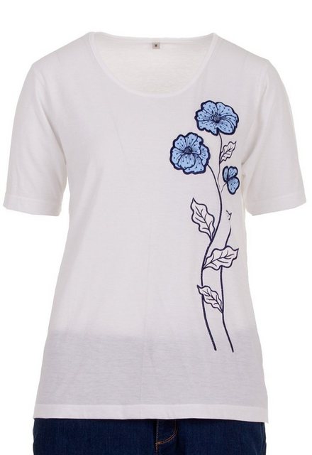 zeitlos T-Shirt zeitlos T-Shirt Damen Kurzarm Rundhals Blumenstickerei günstig online kaufen