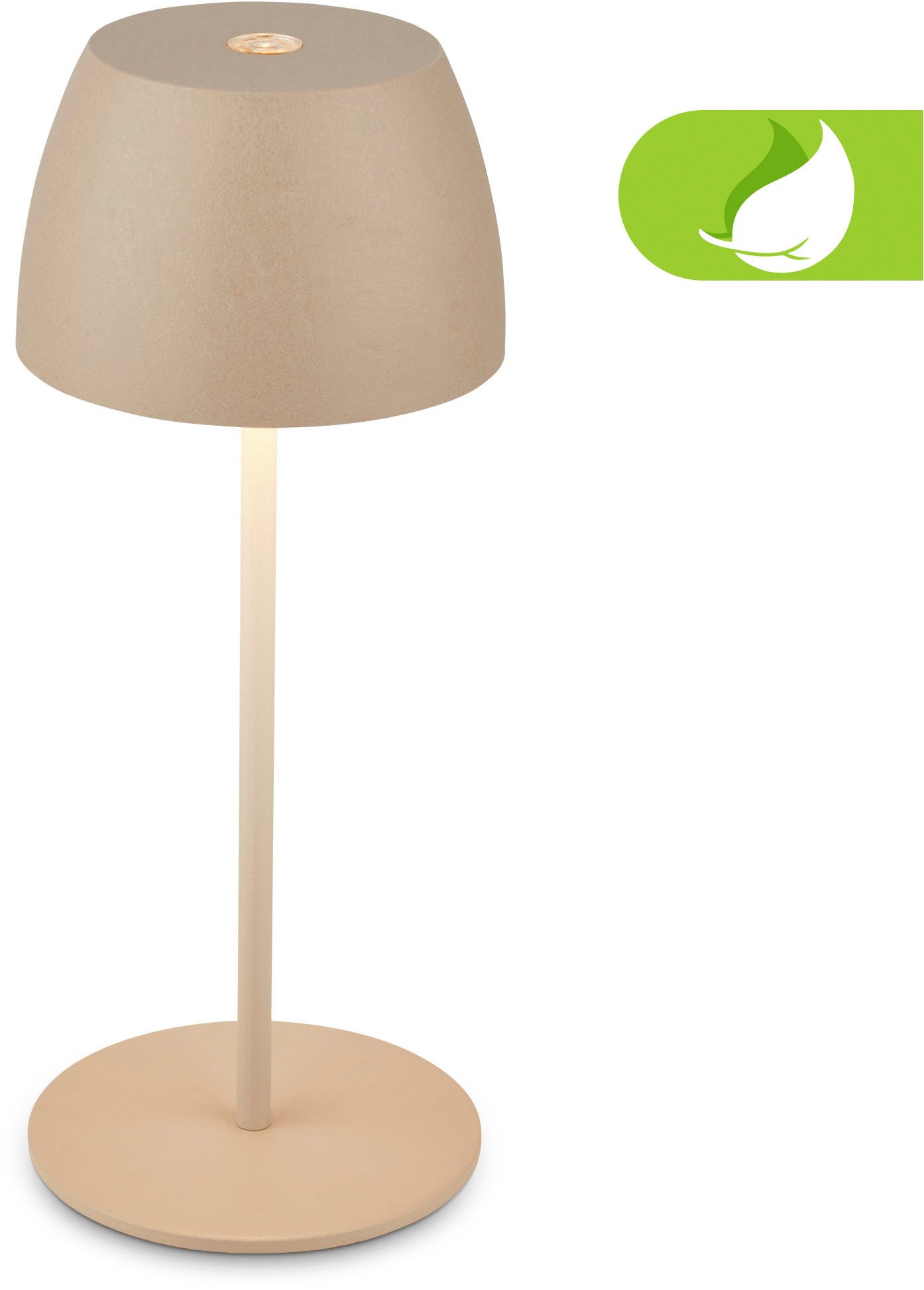 Brilo LED-Akku-Tischleuchte Serina Mini Beige 20 cm x Ø 8 cm günstig online kaufen