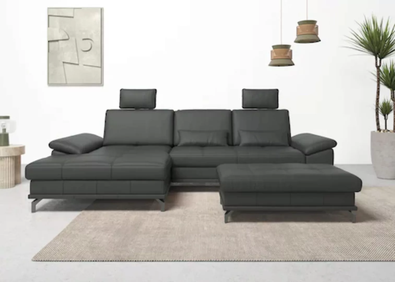 Places of Style Ecksofa Costello, mit Sitztiefenverstellung und Armlehnfunk günstig online kaufen