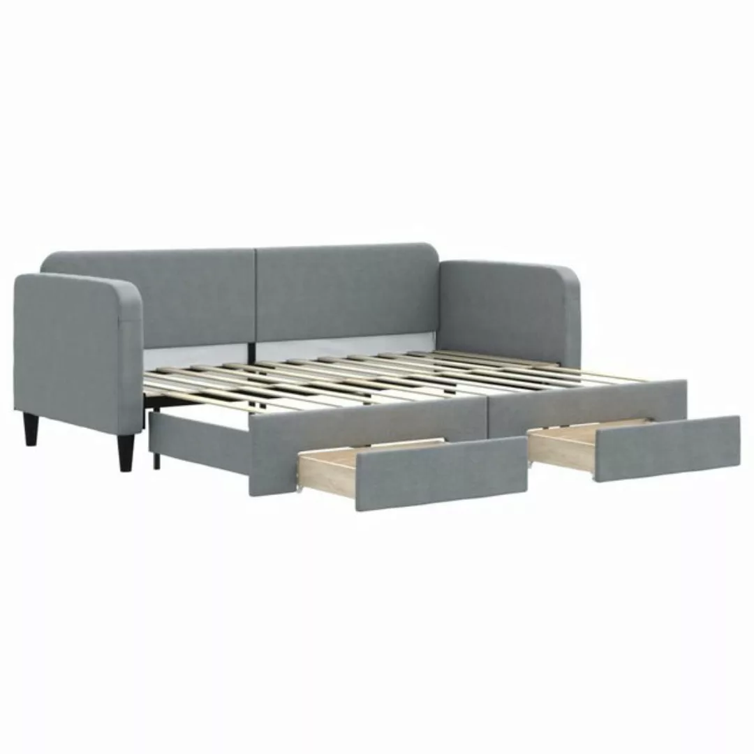 vidaXL Bett Tagesbett Ausziehbar mit Schubladen Hellgrau 80x200 cm Stoff günstig online kaufen