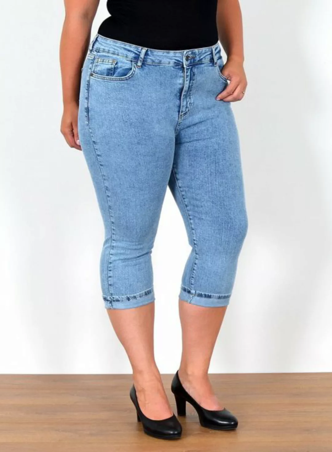 ESRA 3/4-Jeans Capri Jeans Damen High Waist Hose Stretch 3/4 Jeans kurze Je günstig online kaufen