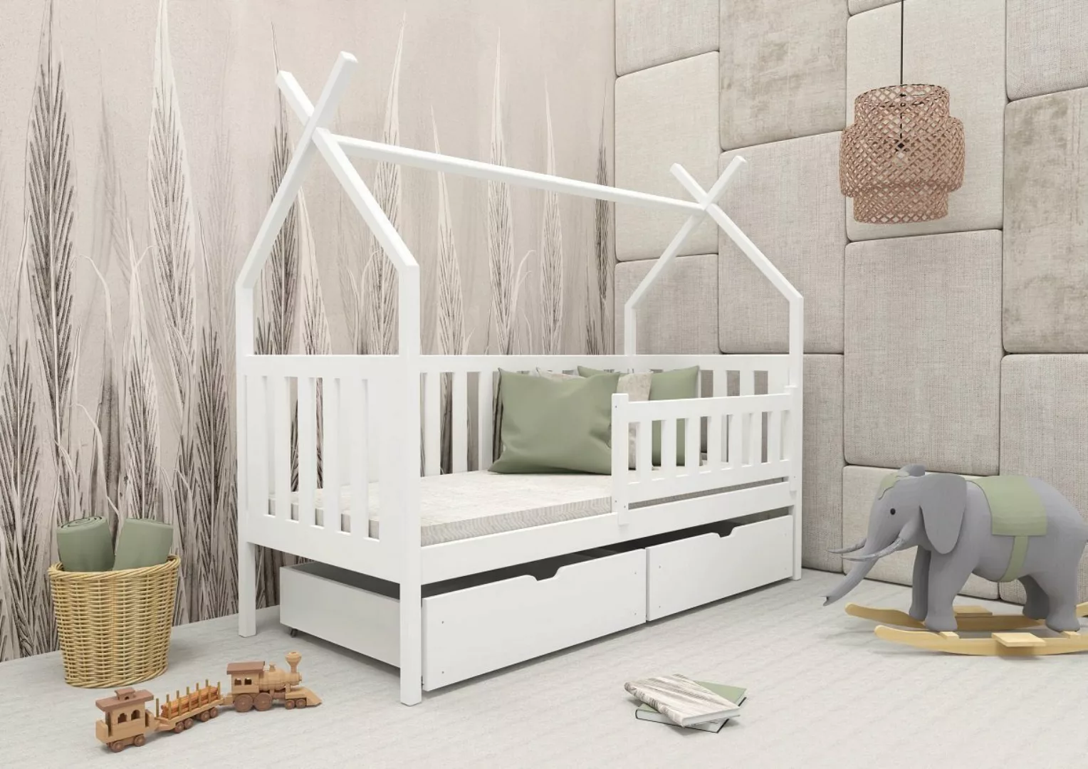 Deine Möbel 24 Hausbett Hausbett Tipi Bett Kinderbett ALICE mit Schubladen günstig online kaufen