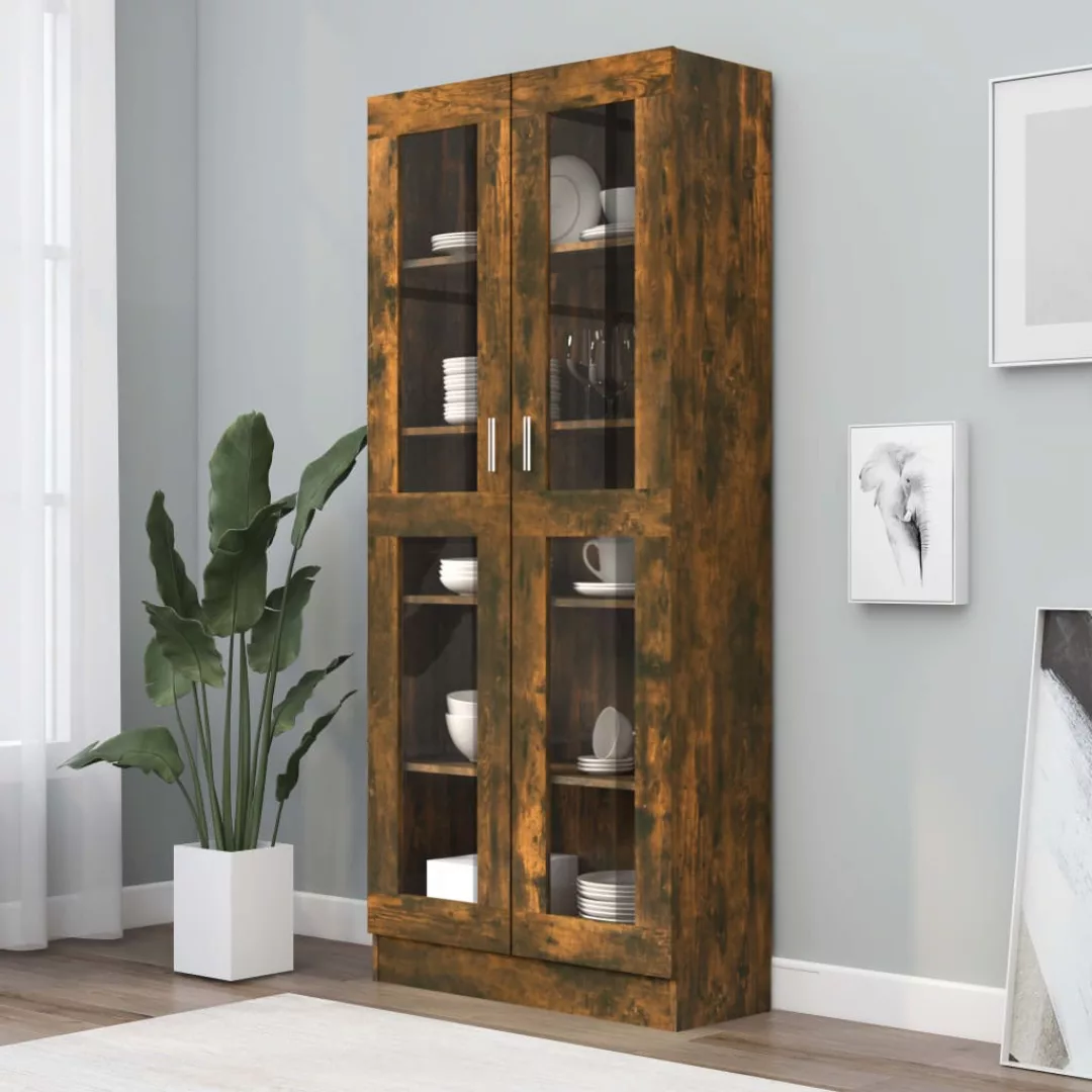 Vidaxl Vitrinenschrank Räuchereiche 82,5x30,5x185,5 Cm Holzwerkstoff günstig online kaufen