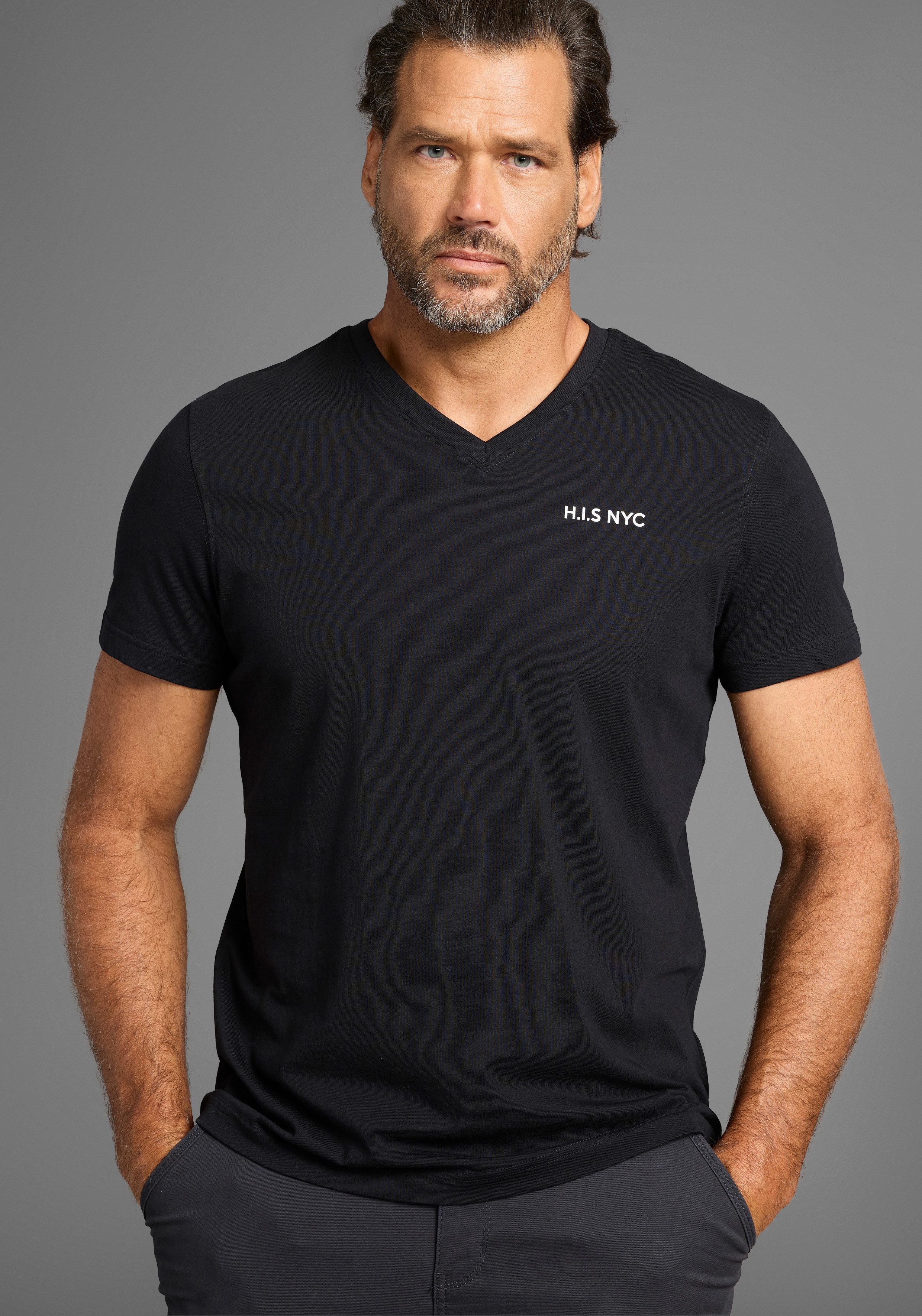 H.I.S V-Shirt (3-er Pack) Kurzarm, Slim günstig online kaufen