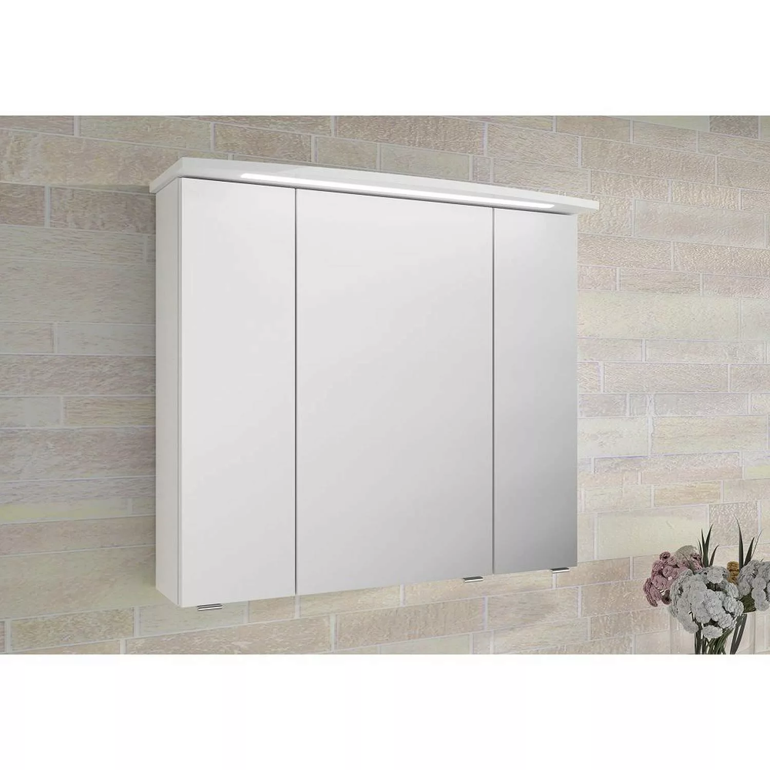 Badezimmer Spiegelschrank FES-4010-66 mit Koprus in weiß glanz, inkl. LED - günstig online kaufen