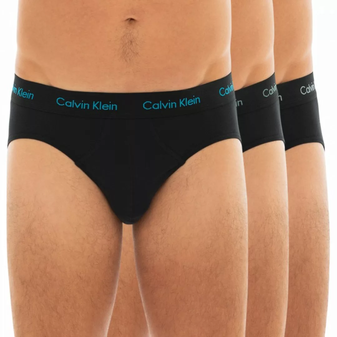 Calvin Klein 3-er Set Hip Briefs Schwarz mit verschiedenfarbigen Webbund günstig online kaufen