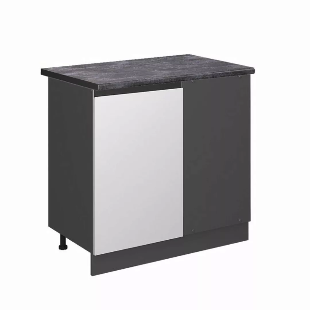 Vicco Eckunterschrank R-Line, Weiß/Anthrazit, 86 cm, AP Eiche günstig online kaufen