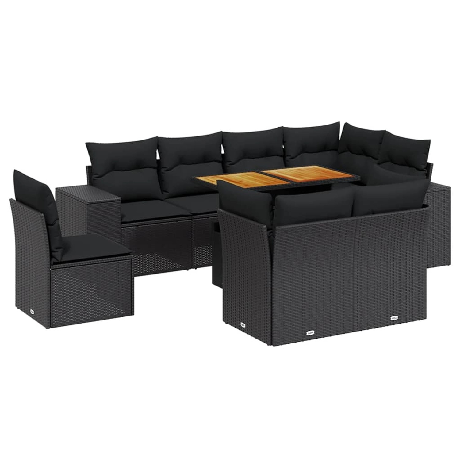 vidaXL 9-Tlg Garten-Sofagarnitur mit Kissen Schwarz Poly Rattan 3272728 günstig online kaufen