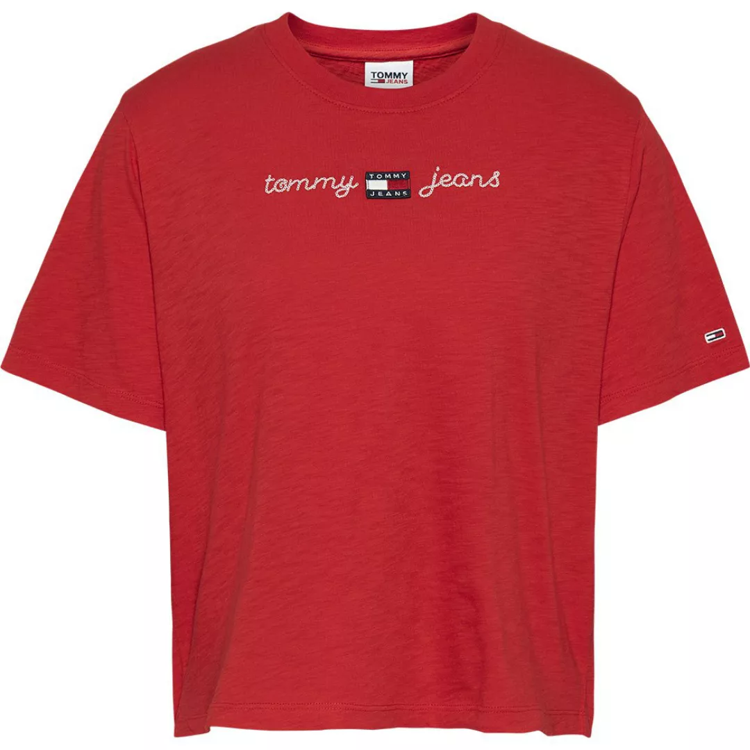 Tommy Jeans Bxy Crop Homespun Linear Kurzärmeliges T-shirt L Deep Crimson günstig online kaufen